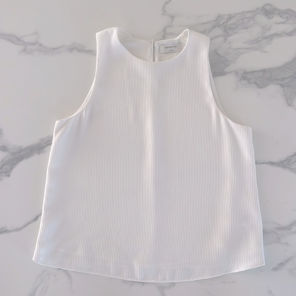 Aritzia Tops - White Aritzia Babaton Ribbed Edwin Sleeveless Tank Blouse